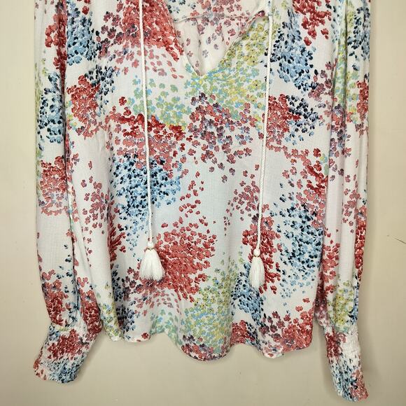 Lucky Brand Tasseled Boho Floral Top - Picture 3 of 9